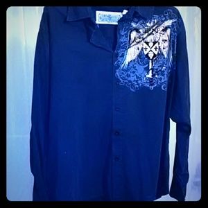 Men's long sleeves black stage shirt